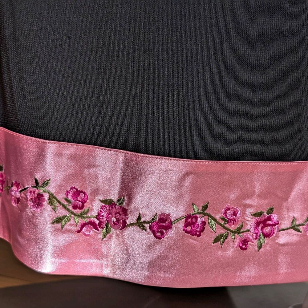 NWT Vintage 90s Papell Boutique Prom Gown Whimsygoth Satin Floral Embroidery 6 - Picture 10 of 14